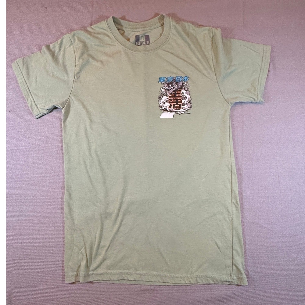 Legend Tokyo Japan Dragon Graphic Tee Sage Green Mens Small Short Sleeve T-Shirt